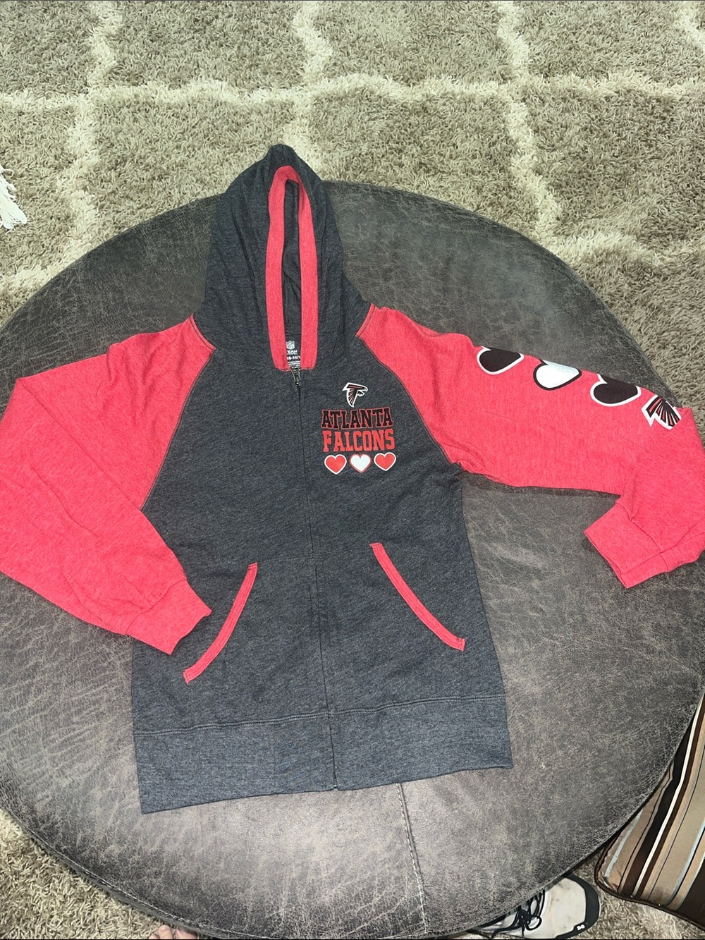 NFL Atlanta Falcons Charcoal & Red Kids Zip Hoodie